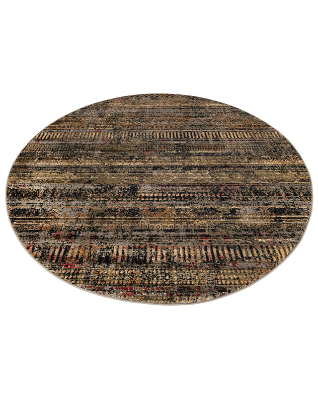 Blue 7' 1 x 7' 1 Saturn Round Area Rug Stain Resistant Easy Clean Classic Vintage Design Durable Carpet for Affordable Home Interiors for Sale at Rug Engine