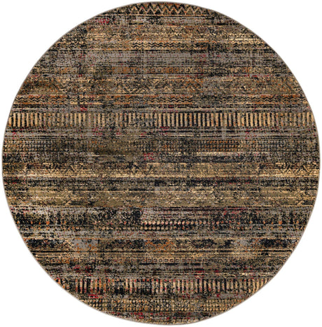 Blue 7' 1 x 7' 1 Saturn Round Area Rug Stain Resistant Easy Clean Classic Vintage Design Durable Carpet for Affordable Home Interiors for Sale at Rug Engine
