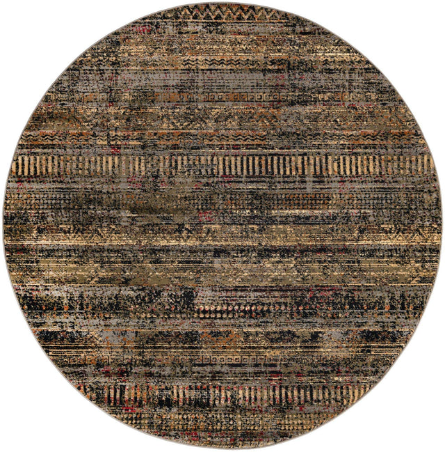 Blue 7' 1 x 7' 1 Saturn Round Area Rug Stain Resistant Easy Clean Classic Vintage Design Durable Carpet for Affordable Home Interiors for Sale at Rug Engine