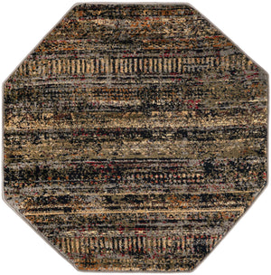 Blue 3' 1 x 3' 1 Saturn Octagon Area Rug Stain Resistant Easy Clean Classic Vintage Design Durable Carpet for Affordable Home Interiors for Sale at Rug Engine
