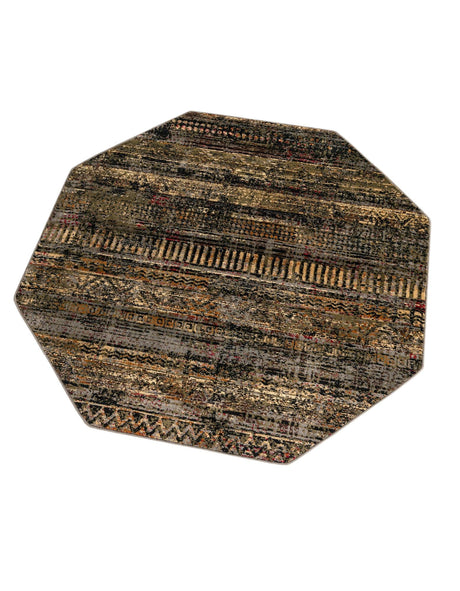 Blue 5' 3 x 5' 3 Saturn Octagon Area Rug Stain Resistant Easy Clean Classic Vintage Design Durable Carpet for Affordable Home Interiors for Sale at Rug Engine