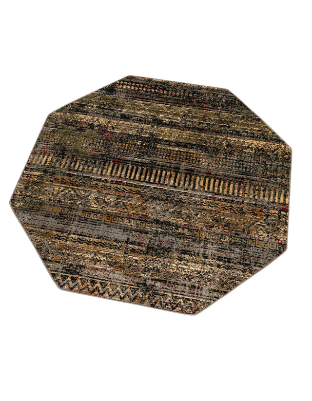 Blue 5' 3 x 5' 3 Saturn Octagon Area Rug Stain Resistant Easy Clean Classic Vintage Design Durable Carpet for Affordable Home Interiors for Sale at Rug Engine