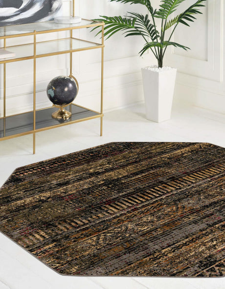 Blue 7' 10 x 7' 10 Saturn Octagon Area Rug Stain Resistant Easy Clean Classic Vintage Design Durable Carpet for Affordable Home Interiors for Sale at Rug Engine