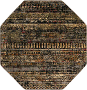 Blue 5' 3 x 5' 3 Saturn Octagon Area Rug Stain Resistant Easy Clean Classic Vintage Design Durable Carpet for Affordable Home Interiors for Sale at Rug Engine