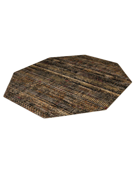 Blue 7' 10 x 7' 10 Saturn Octagon Area Rug Stain Resistant Easy Clean Classic Vintage Design Durable Carpet for Affordable Home Interiors for Sale at Rug Engine