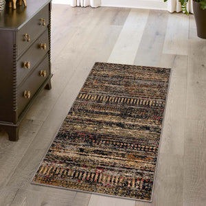 Blue 2' 7 x 14' 1 Saturn Runner Area Rug Stain Resistant Easy Clean Classic Vintage Design Durable Carpet for Affordable Home Interiors for Sale at Rug Engine