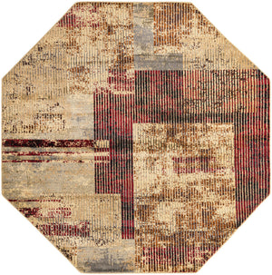 Multicolor 8' x 8' Saturn Octagon Area Rug Stain Resistant Easy Clean Classic Vintage Design Durable Carpet for Affordable Home Interiors for Sale at Rug Engine