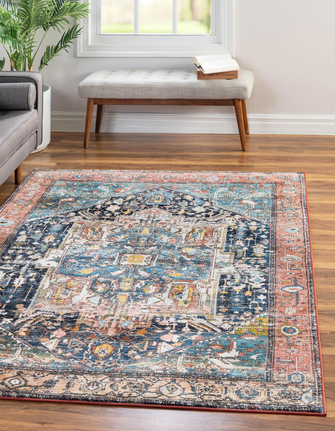 Washable Multicolor 5' 3 x 7' 9 Medina Rectangle Area Rug Easy to Clean Stain Resistant & Durable Polyester Classic Carpet for Home Decor & Design for Sale at Rug Engine