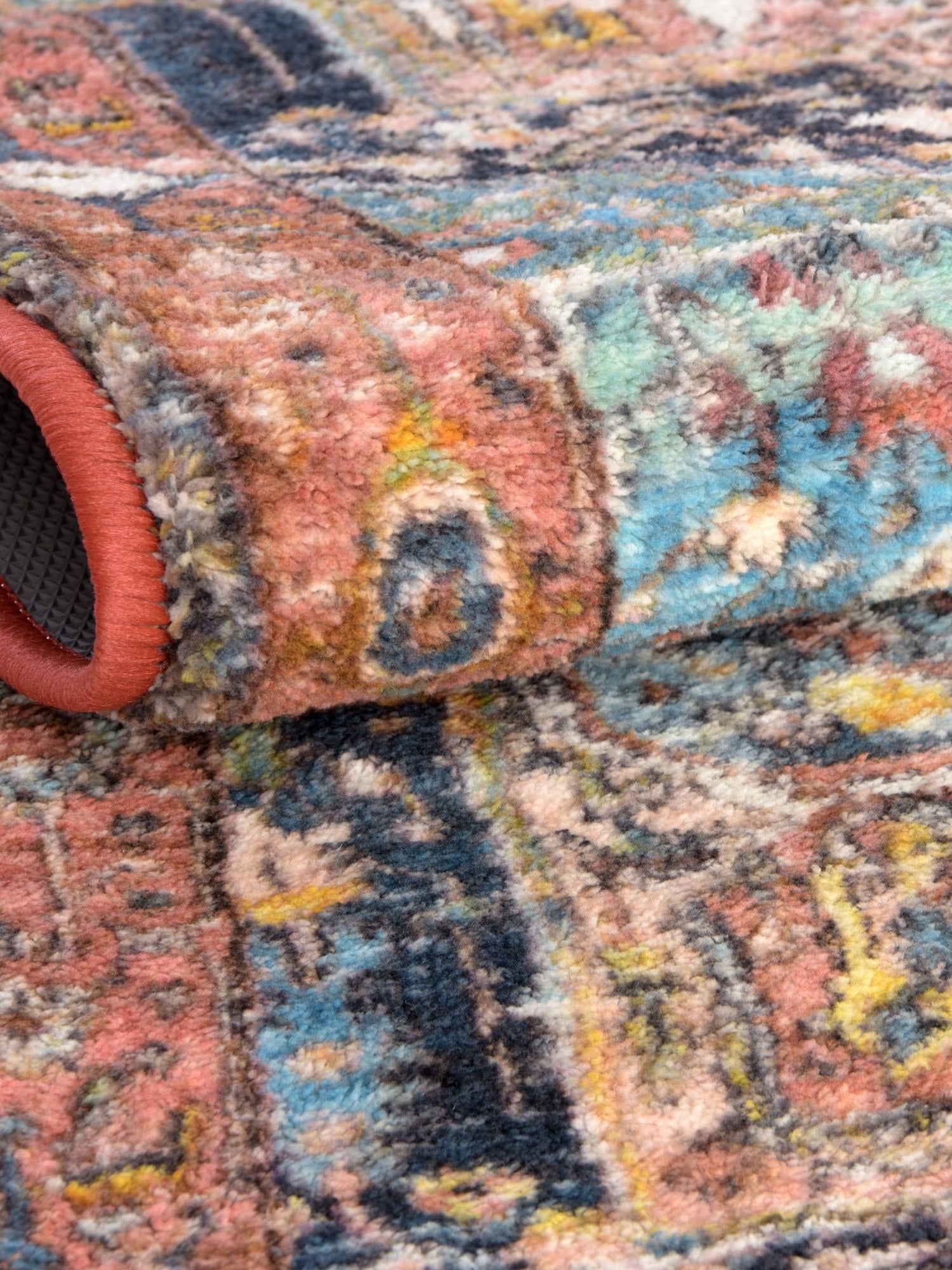 Washable Multicolor 4' 4 x 6' Medina Rectangle Area Rug Easy to Clean Stain Resistant & Durable Polyester Classic Carpet for Home Decor & Design for Sale at Rug Engine