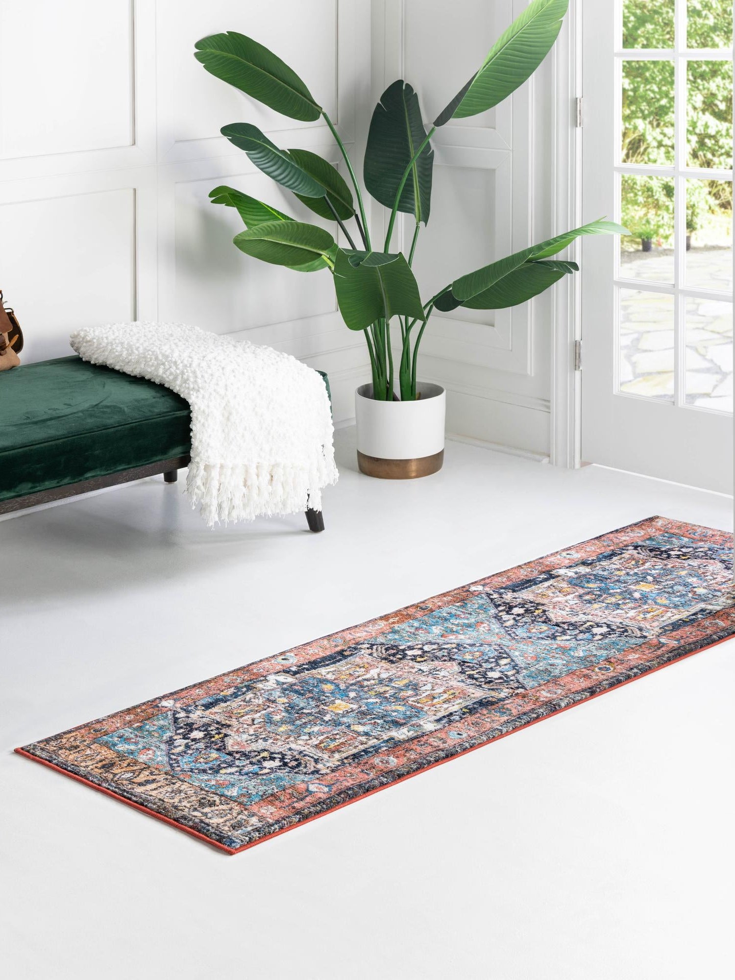 Washable Multicolor 2' 2 x 6' Medina Runner Area Rug Easy to Clean Stain Resistant & Durable Polyester Classic Carpet for Home Decor & Design for Sale at Rug Engine