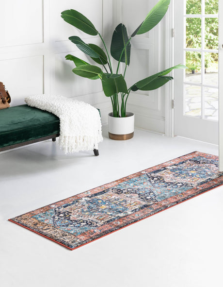 Washable Multicolor 2' 2 x 10' Medina Runner Area Rug Easy to Clean Stain Resistant & Durable Polyester Classic Carpet for Home Decor & Design for Sale at Rug Engine