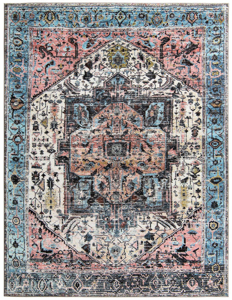 Powder Blue 8' x 10' 4 Medina Washable Rectangle Rug