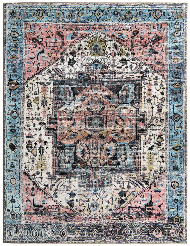 Powder Blue 8' x 10' 4 Medina Washable Rectangle Rug
