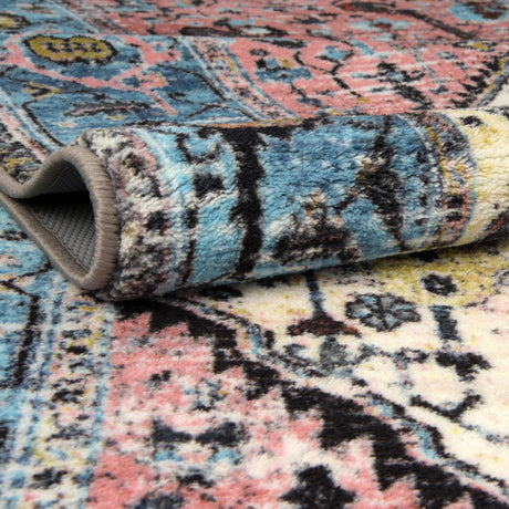 Washable Powder Blue 5' 3 x 7' 9 Medina Rectangle Area Rug Easy to Clean Stain Resistant & Durable Polyester Classic Carpet for Home Decor & Design for Sale at Rug Engine