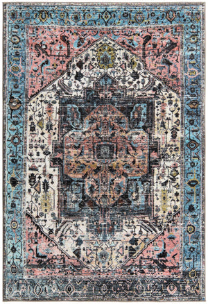 Powder Blue 5' 3 x 8' Medina Washable Rectangle Rug