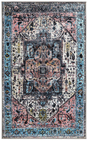 Powder Blue 3' 3 x 5' 3 Medina Washable Rectangle Rug
