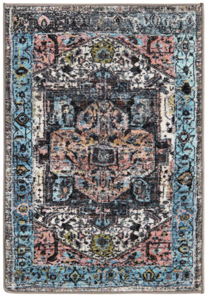 Powder Blue 2' 2 x 3' Medina Washable Rectangle Rug