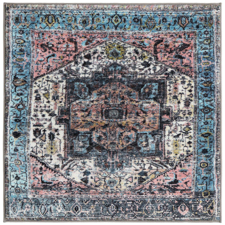 Powder Blue 3' 3 x 3' 3 Medina Washable Square Rug