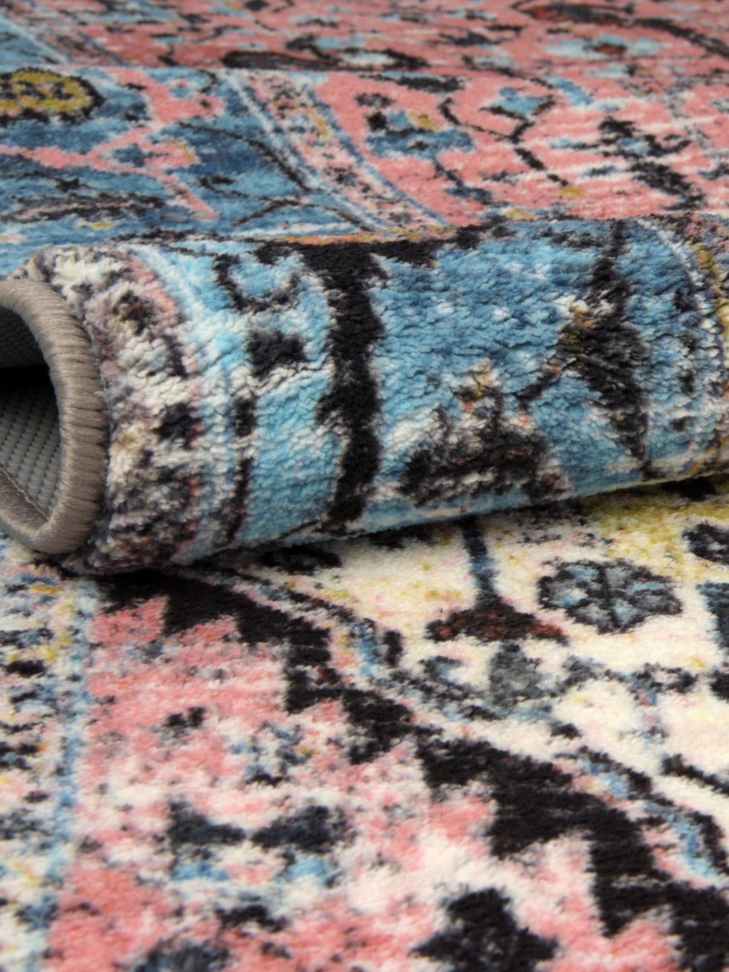 Washable Powder Blue 3' 3 x 3' 3 Medina Square Area Rug Easy to Clean Stain Resistant & Durable Polyester Classic Carpet for Home Decor & Design for Sale at Rug Engine