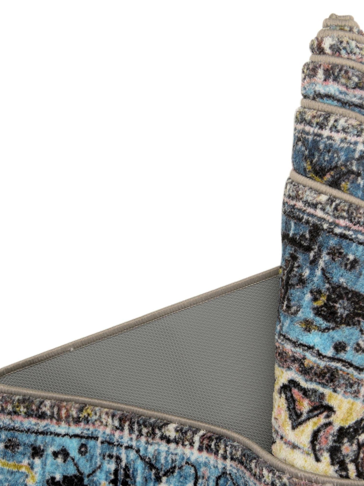 Washable Powder Blue 5' 3 x 5' 3 Medina Square Area Rug Easy to Clean Stain Resistant & Durable Polyester Classic Carpet for Home Decor & Design for Sale at Rug Engine