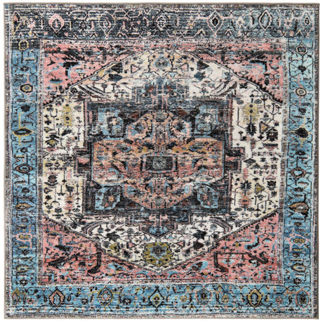 Powder Blue 5' 3 x 5' 3 Medina Washable Square Rug