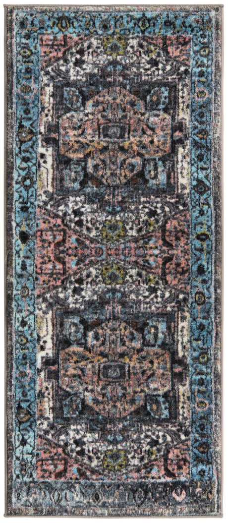 Powder Blue 2' 2 x 5' Medina Washable Runner Rug