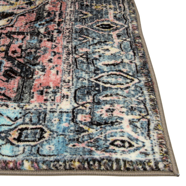 Powder Blue 2' 2 x 10' Medina Washable Runner Rug