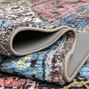 Powder Blue 2' 2 x 10' Medina Washable Runner Rug