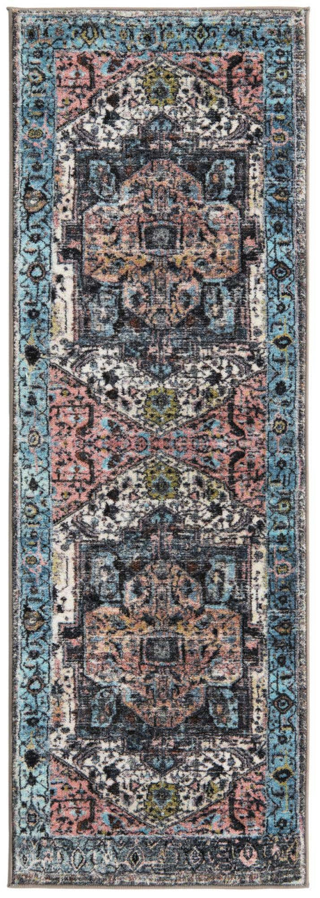 Powder Blue 2' 2 x 6' Medina Washable Runner Rug