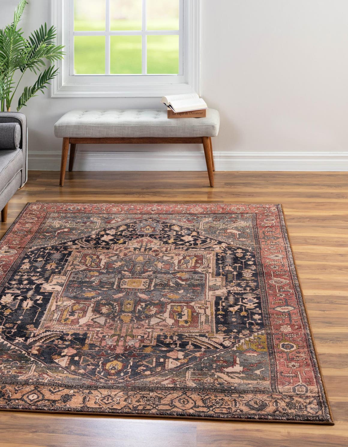 Washable Muted Rust 7' 10 x 10' 4 Medina Rectangle Area Rug Easy to Clean Stain Resistant & Durable Polyester Classic Carpet for Home Decor & Design for Sale at Rug Engine