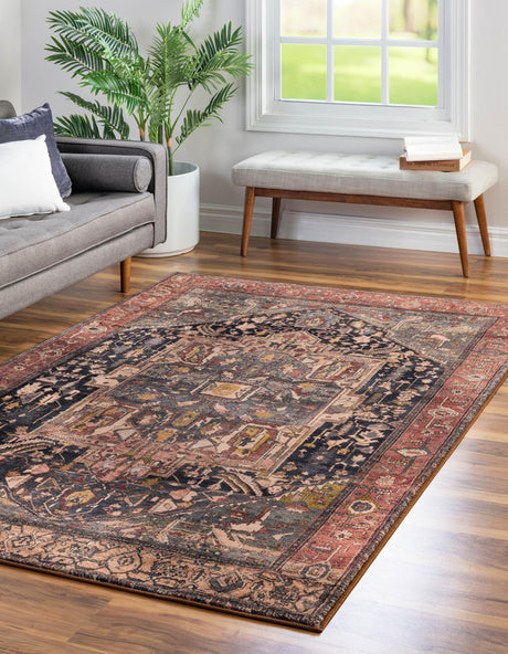 Washable Muted Rust 6' 7 x 9' Medina Rectangle Area Rug Easy to Clean Stain Resistant & Durable Polyester Classic Carpet for Home Decor & Design for Sale at Rug Engine