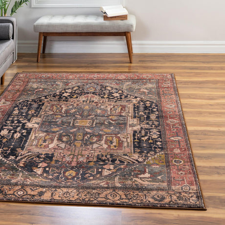 Washable Muted Rust 4' 4 x 6' Medina Rectangle Area Rug Easy to Clean Stain Resistant & Durable Polyester Classic Carpet for Home Decor & Design for Sale at Rug Engine
