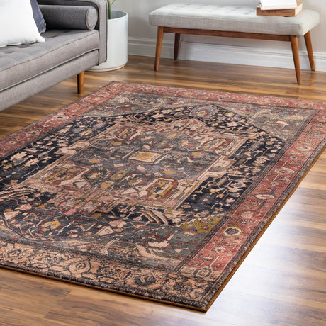 Washable Muted Rust 4' 4 x 6' Medina Rectangle Area Rug Easy to Clean Stain Resistant & Durable Polyester Classic Carpet for Home Decor & Design for Sale at Rug Engine