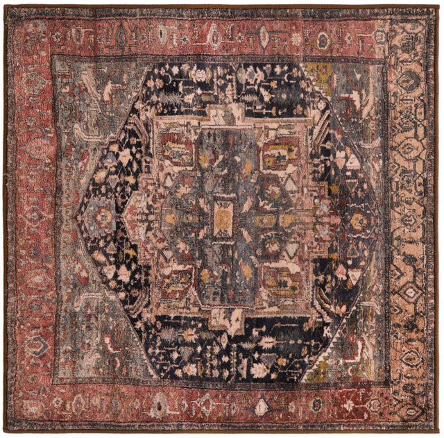 Muted Rust 3' 3 x 3' 3 Medina Washable Square Rug
