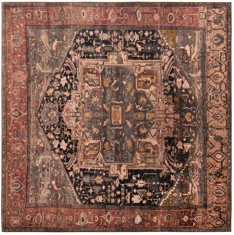 Muted Rust 8' x 8' Medina Washable Square Rug