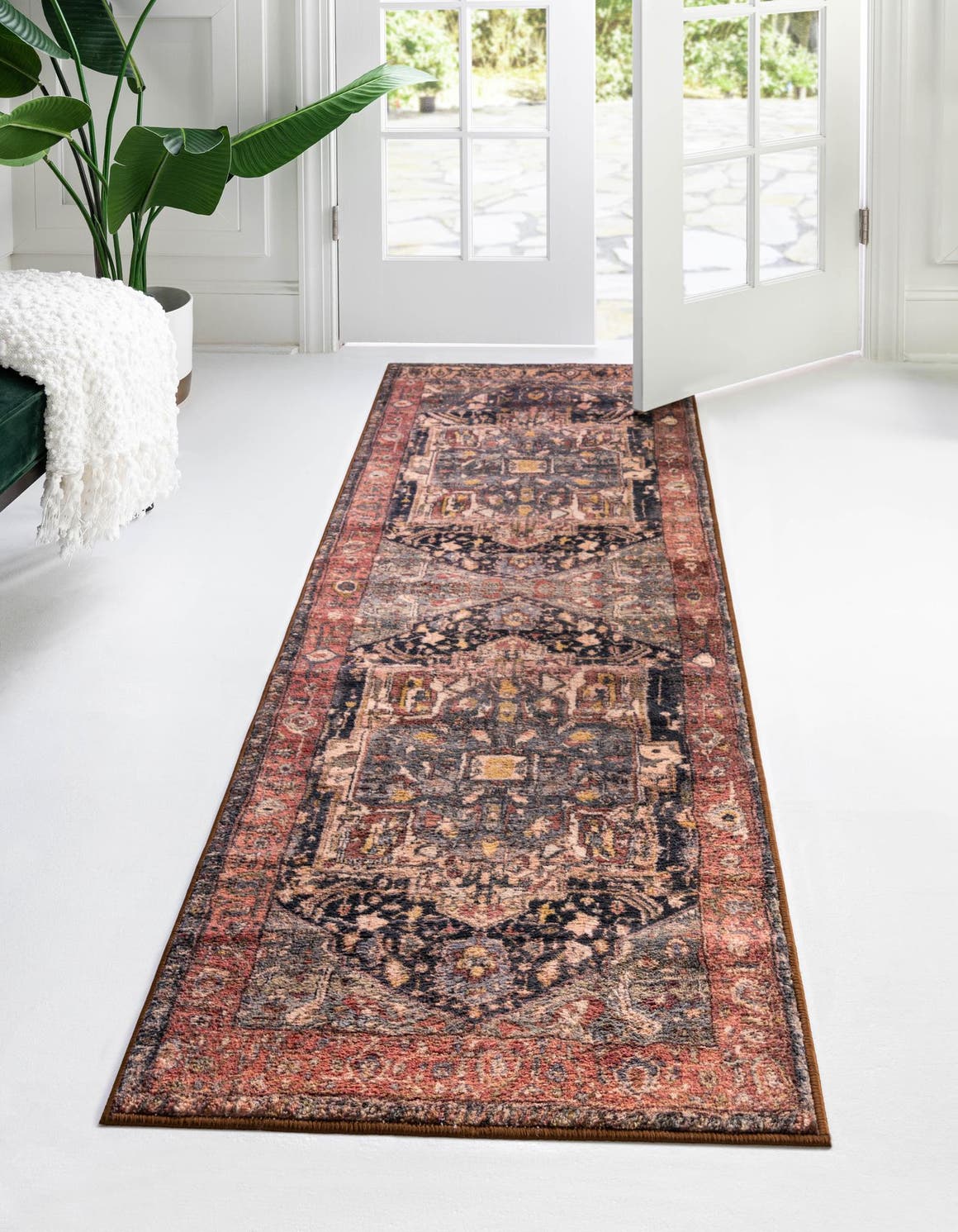 Washable Muted Rust 2' 2 x 5' Medina Runner Area Rug Easy to Clean Stain Resistant & Durable Polyester Classic Carpet for Home Decor & Design for Sale at Rug Engine