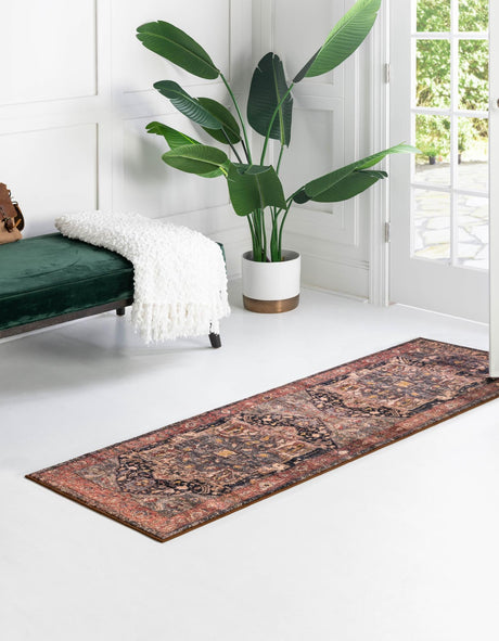 Washable Muted Rust 2' 7 x 13' Medina Runner Area Rug Easy to Clean Stain Resistant & Durable Polyester Classic Carpet for Home Decor & Design for Sale at Rug Engine