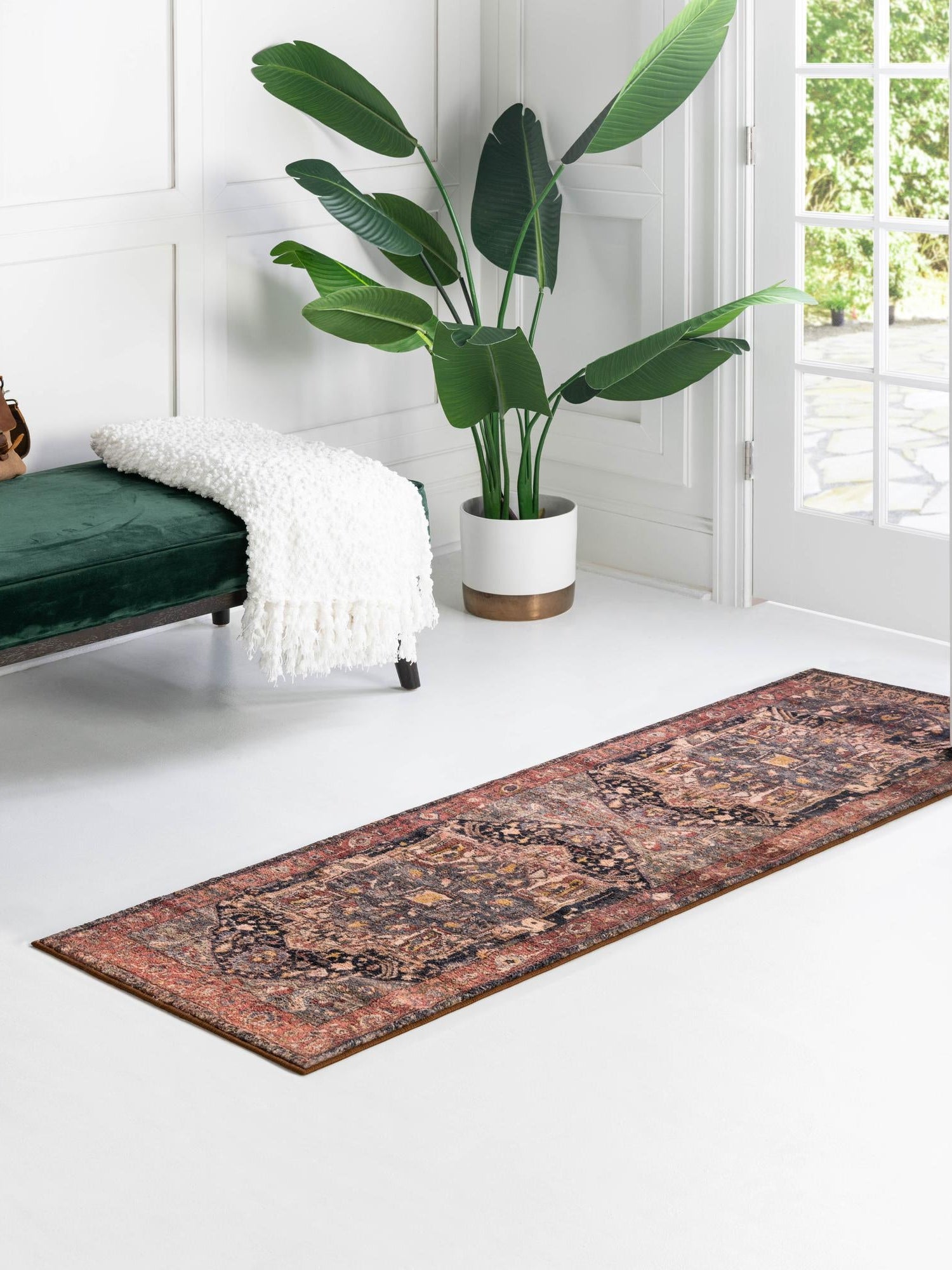 Washable Muted Rust 2' 2 x 6' Medina Runner Area Rug Easy to Clean Stain Resistant & Durable Polyester Classic Carpet for Home Decor & Design for Sale at Rug Engine