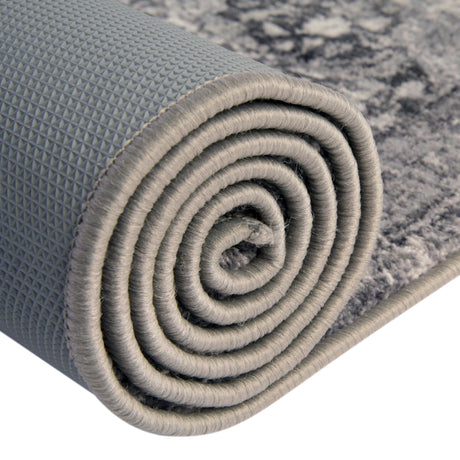 Washable Steel Gray 7' 10 x 10' 4 Medina Rectangle Area Rug Easy to Clean Stain Resistant & Durable Polyester Classic Carpet for Home Decor & Design for Sale at Rug Engine