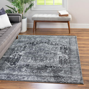 Steel Gray 8' x 10' 4 Medina Washable Rectangle Rug