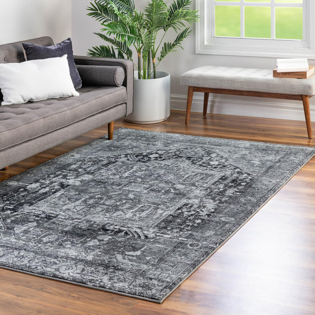 Steel Gray 8' x 10' 4 Medina Washable Rectangle Rug