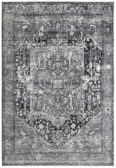 Steel Gray 5' 3 x 8' Medina Washable Rectangle Rug