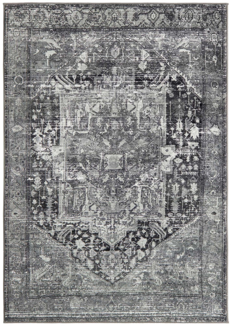 Steel Gray 4' 4 x 6' Medina Washable Rectangle Rug