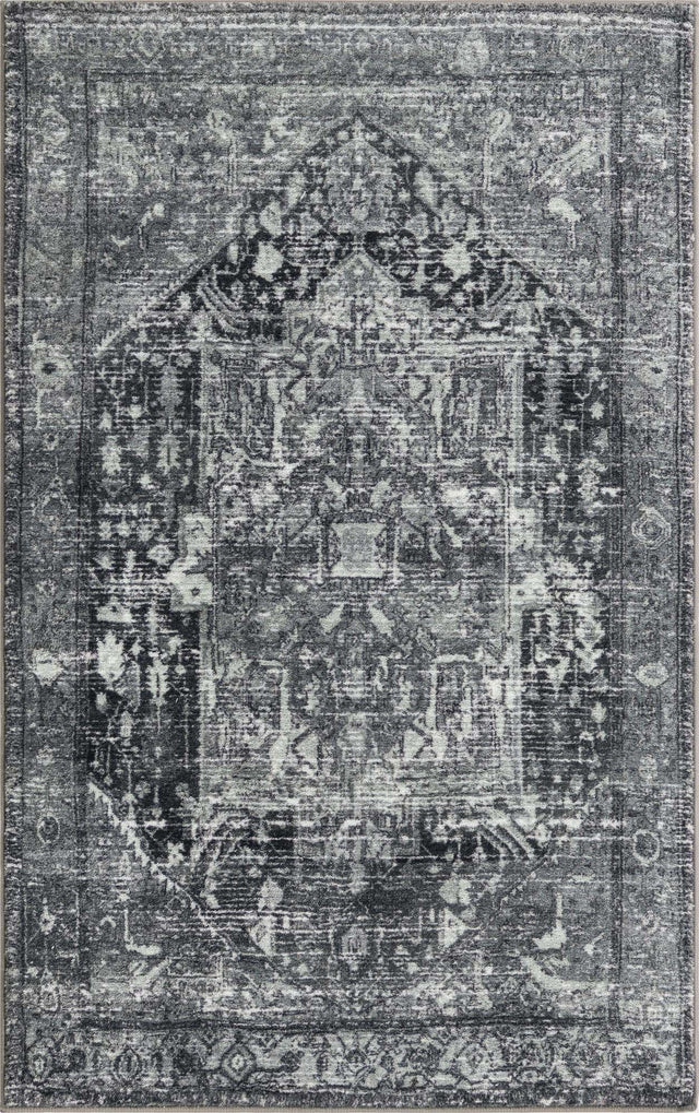 Steel Gray 3' 3 x 5' 3 Medina Washable Rectangle Rug