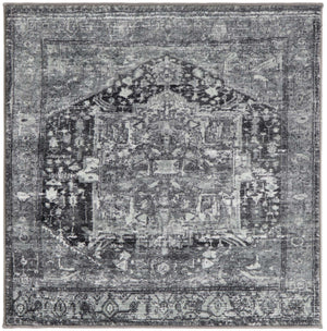 Steel Gray 3' 3 x 3' 3 Medina Washable Square Rug