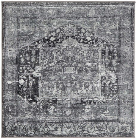 Steel Gray 3' 3 x 3' 3 Medina Washable Square Rug