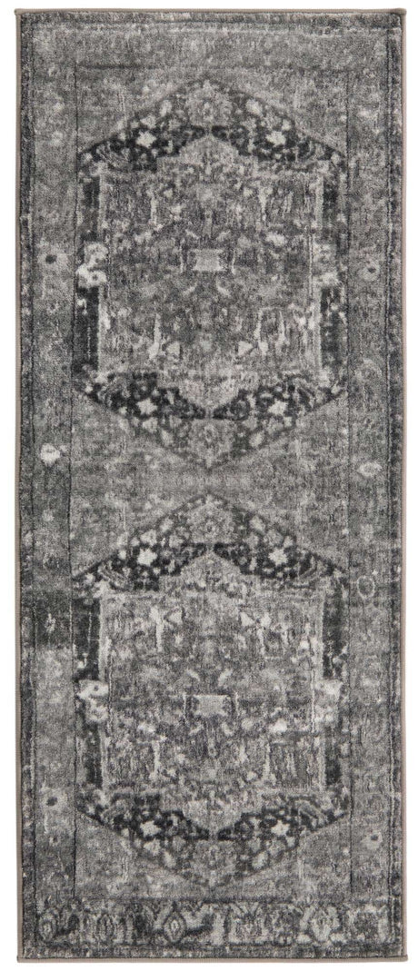 Steel Gray 2' 2 x 5' Medina Washable Runner Rug