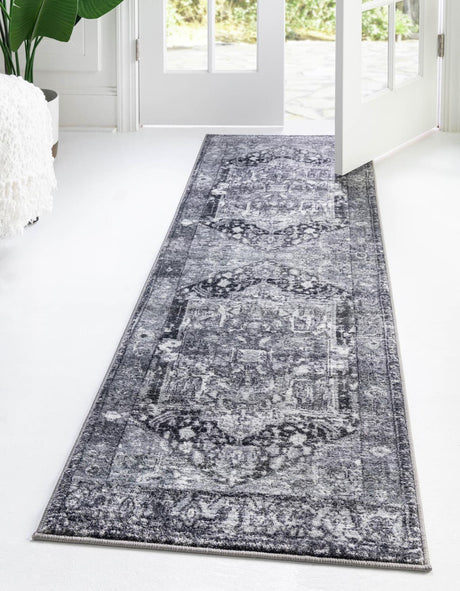 Steel Gray 2' 2 x 6' Medina Washable Runner Rug
