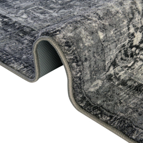 Washable Steel Gray 2' 2 x 5' Medina Runner Area Rug Easy to Clean Stain Resistant & Durable Polyester Classic Carpet for Home Decor & Design for Sale at Rug Engine