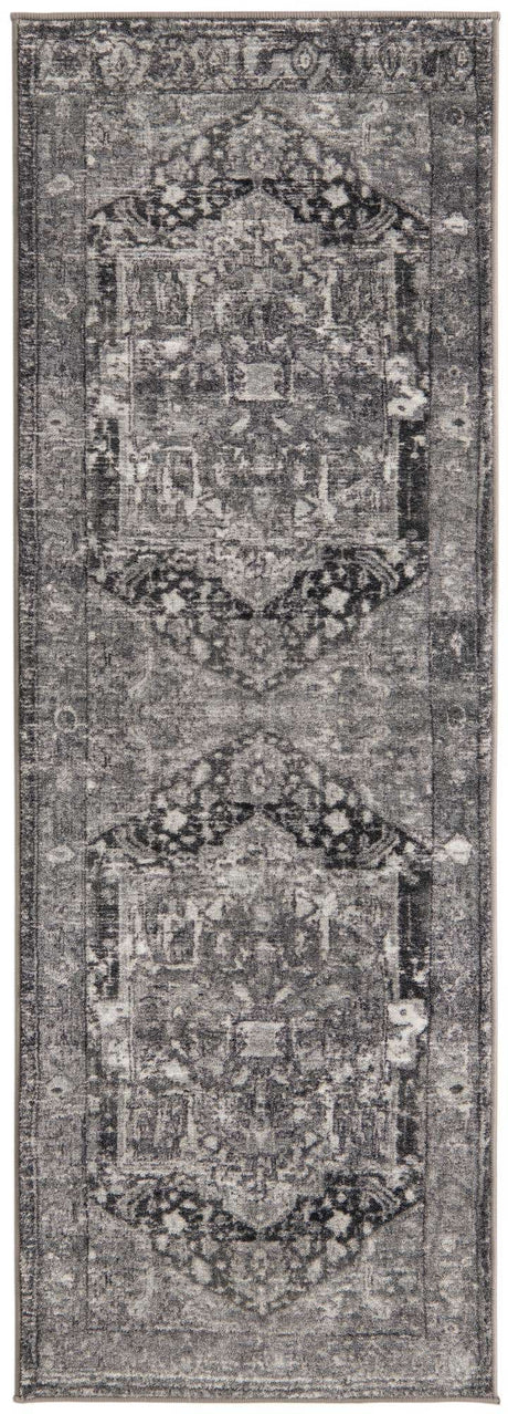Steel Gray 2' 2 x 6' Medina Washable Runner Rug